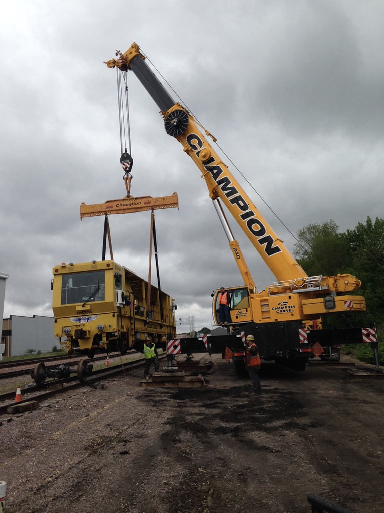 Crane working along Union Pacific railroad